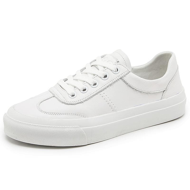 Leather White Shoes New Flat Casual Leather Shoes for Pregnant Women Spring and Autumn Single Shoes Nurses Slip on Women's Shoes 40 white