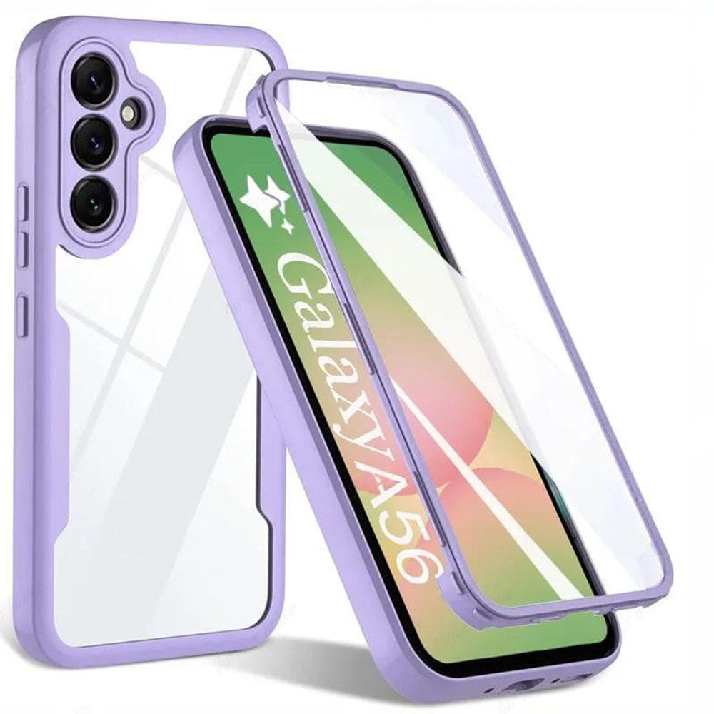 360 Full Cover Scree Protection Case For Samsung A56 A36 A26 A16 A54 A35 A15 A14 A34 A53 A52 A32 A33 A25 A55 5G Shockproof Cases Samsung A55 purple