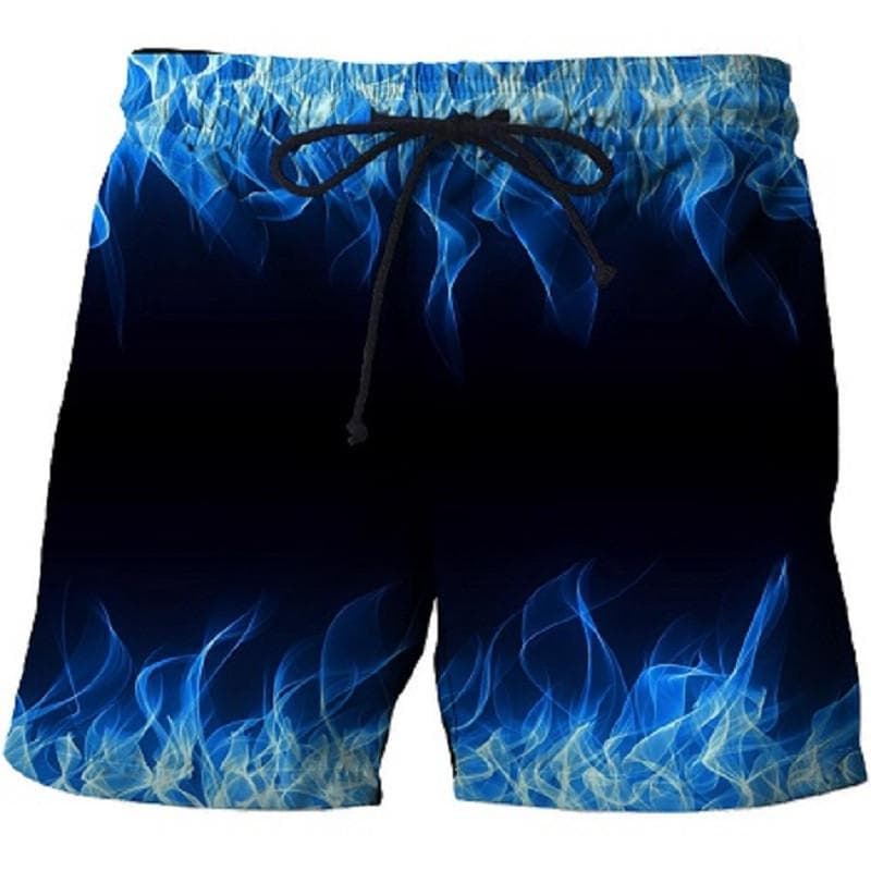 men Flame Graphic Beach Pants 3D printed quick-drying shorts Mens shorts Casual sports pants Bermuda shorts Swimming trunks XL