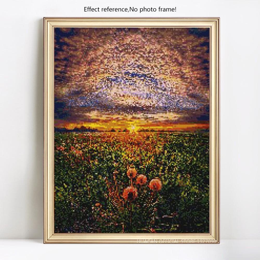 Diamond Painting Sunrise Grassland Full Display Diamond Embroidery Full Round Cross Stitch 20X30CM