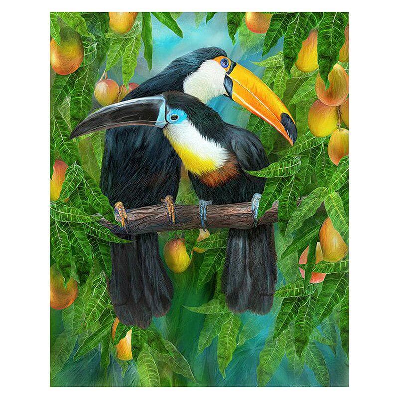 5D DIY Diamond Painting Animal Two Parrots Full Circular Diamond Embroidered Cross Stitch 20X30CM