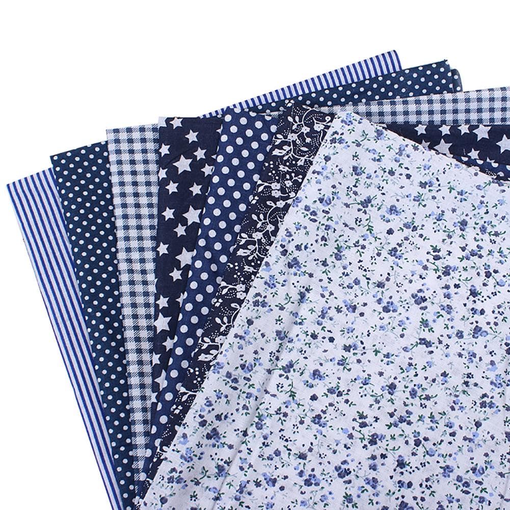 Lachepper 7Pcs/Set Fabric Floral Plaid Cotton Cloth DIY Craft Sewing Handmade  Accessories one size navy blue