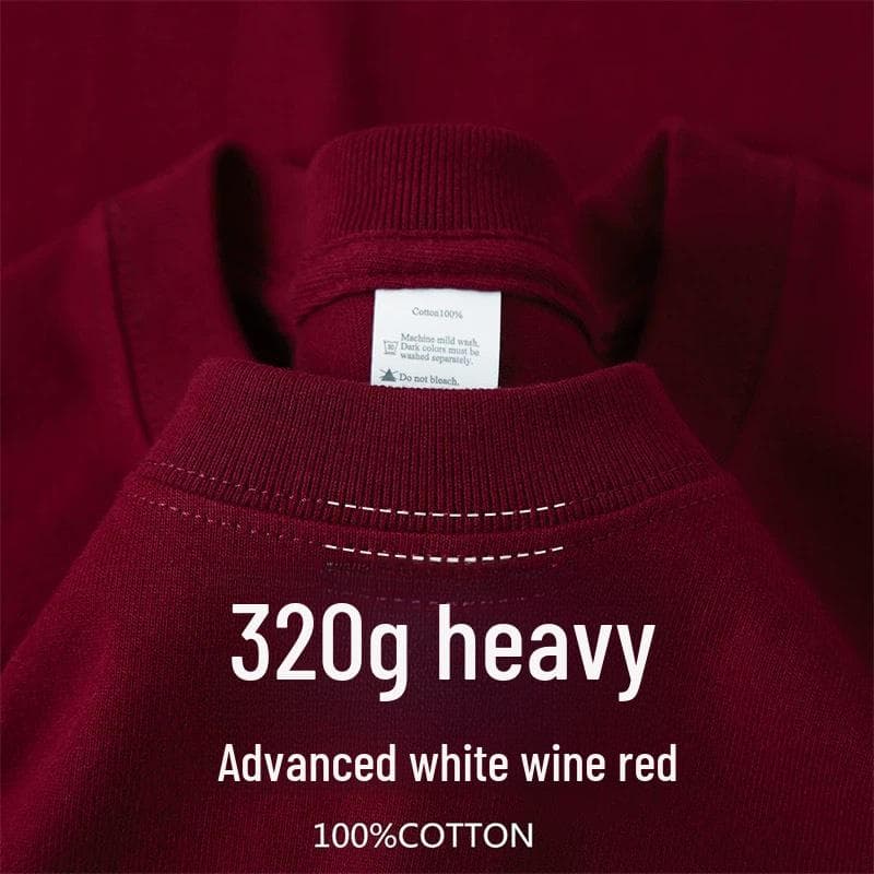 320g Heavyweight White Cotton Short-Sleeve T-Shirt for Men and Women - Thick, Non-Transparent, Loose Fit, Perfect for Summer. S [90-110 jin]