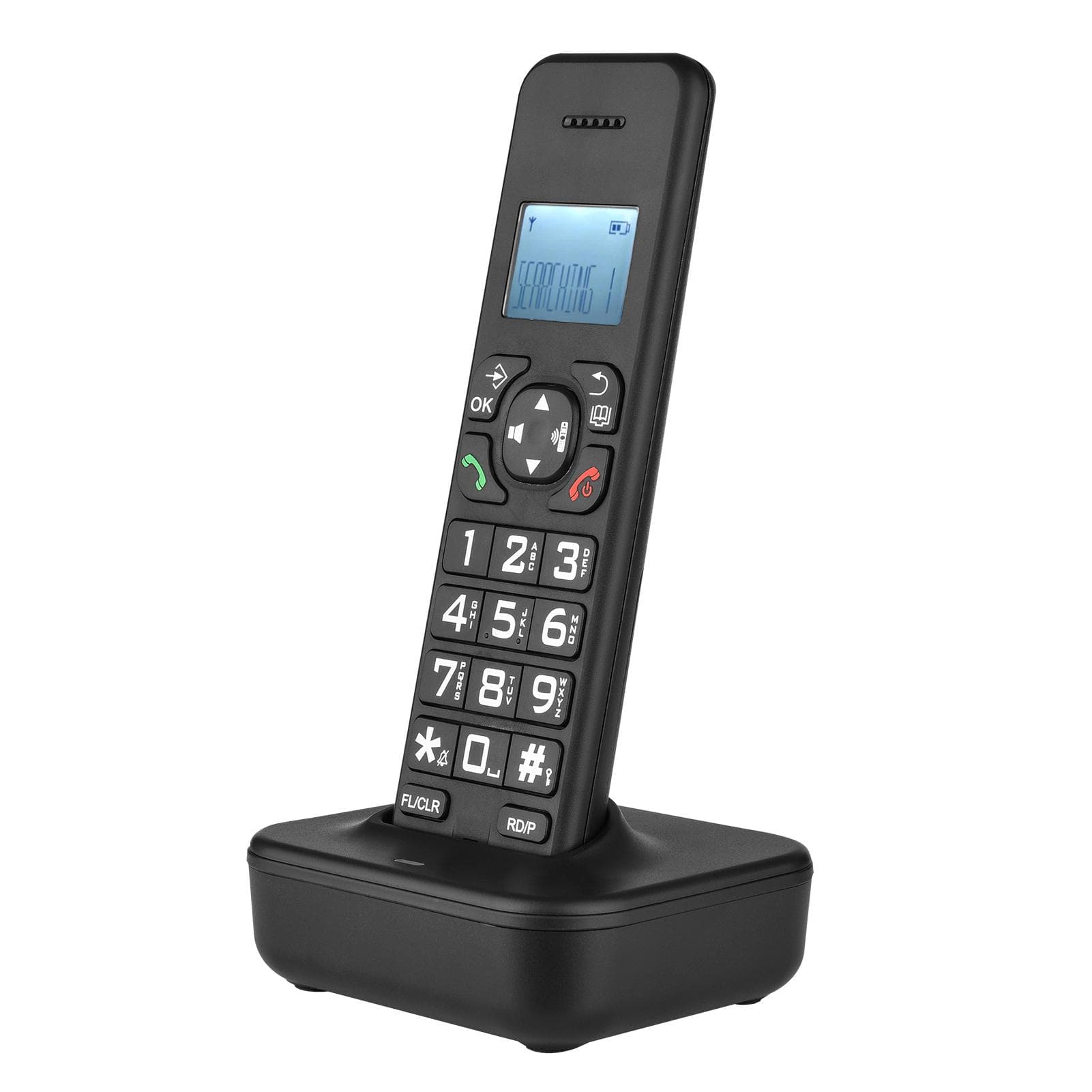 D1002B Cordless Phone with Answering Machine Caller IDCall Waiting 1.6 inch Backlight LCD 3 Lines Black EU Plug