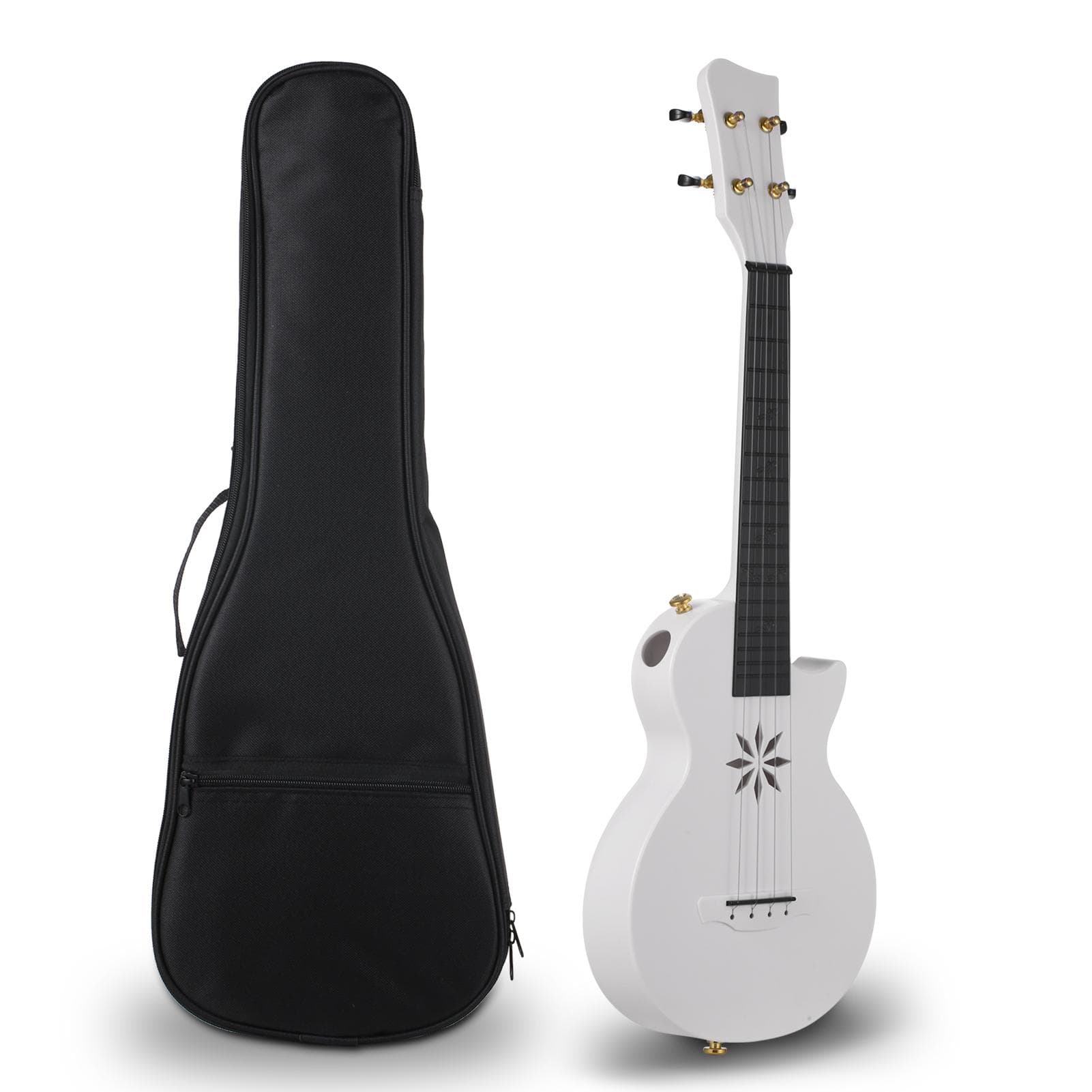 25-inch Ukulele 4 Strings Carbon Fibre Ukulele Portable Uke with Carrying Bag for Beginners Adults white