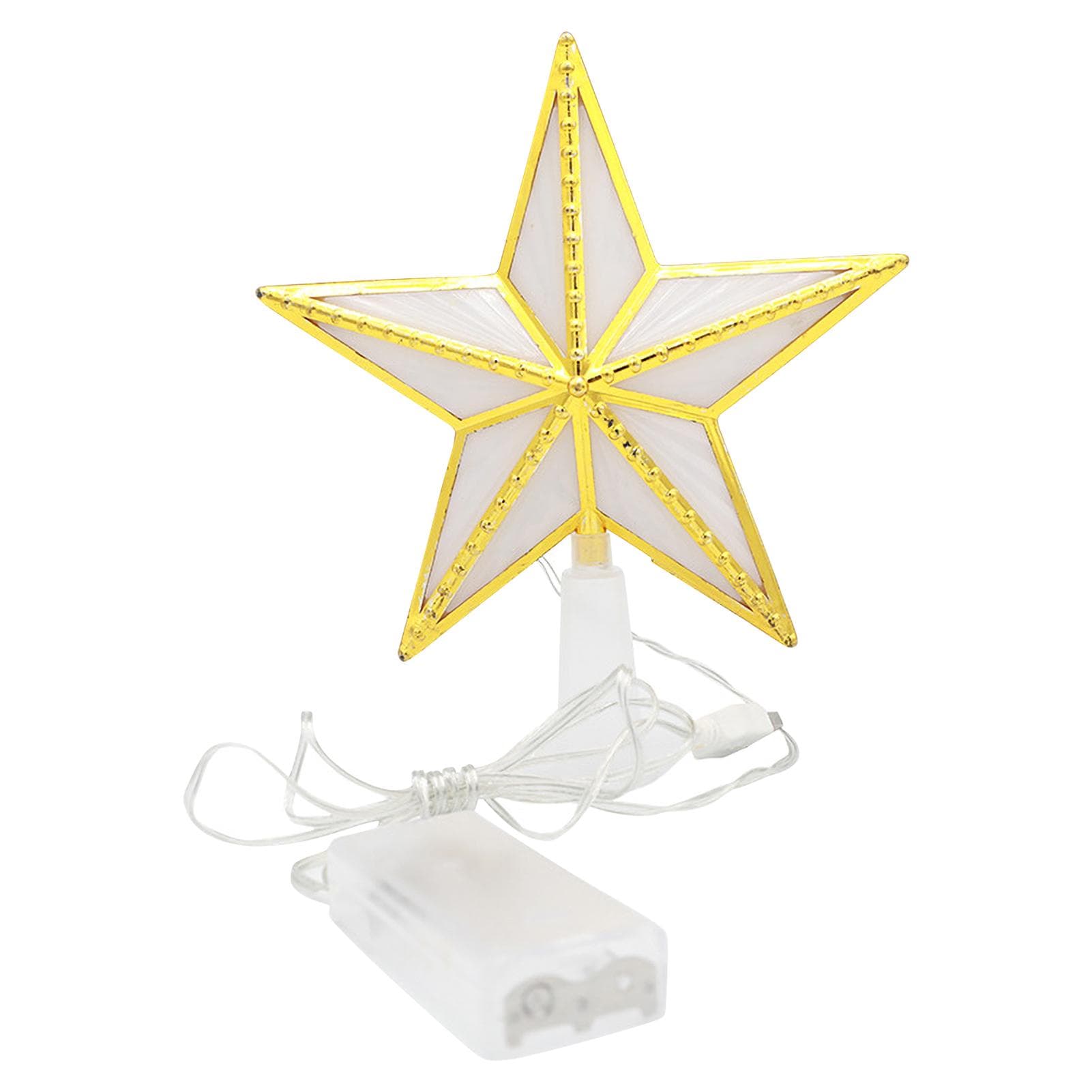 Christmas Tree Topper Ornaments for Xmas Christmas Tree Lighted Star Tree Topper USB & Battery gold