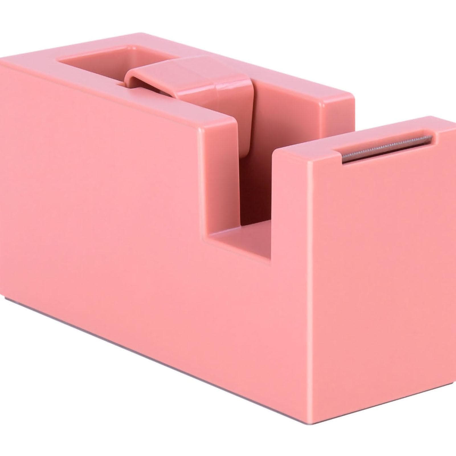 Tape Dispenser Simple Style Portable ABS Resin Desktop Tape Dispenser for Office School White rose red