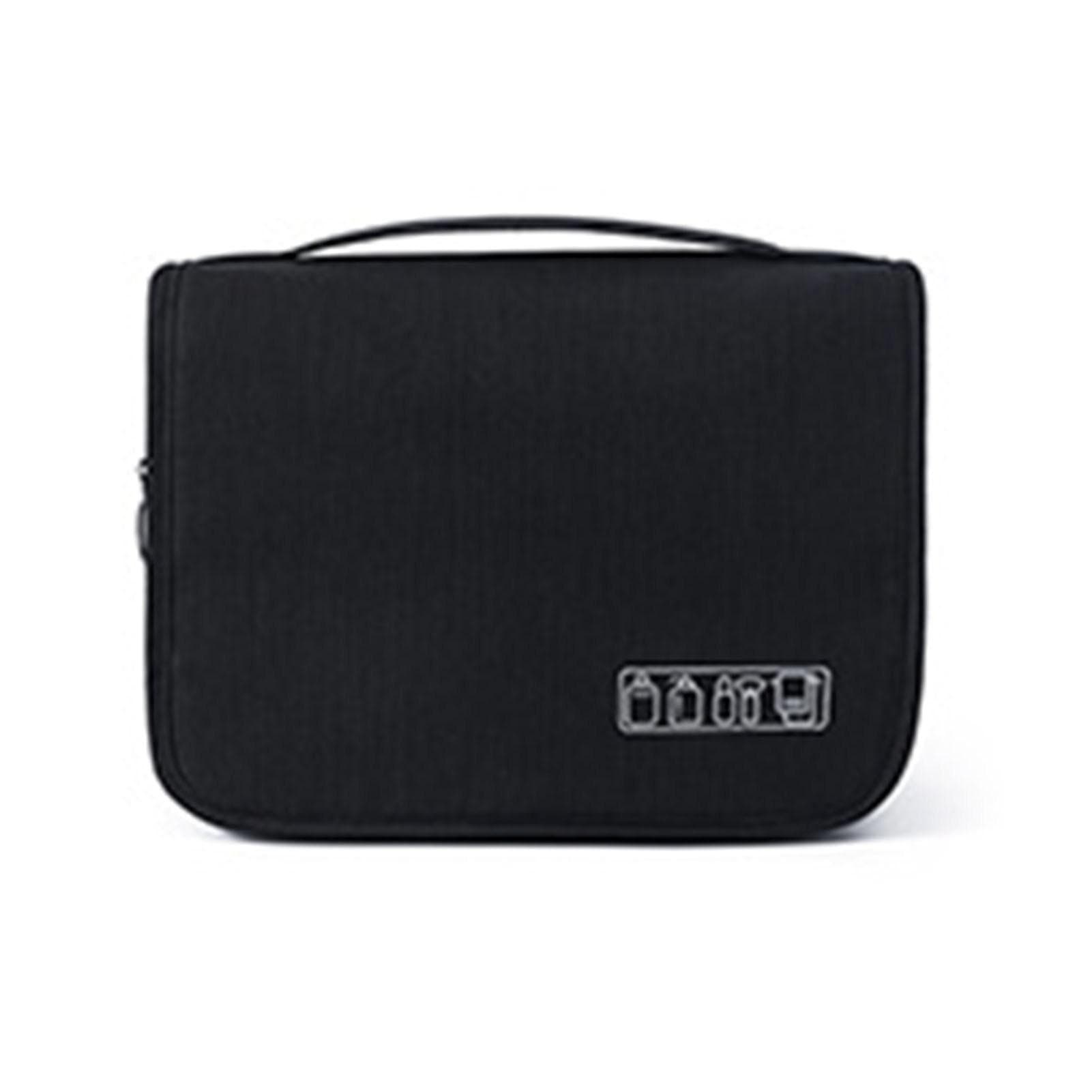 Black Travel Storage Bag with Hook Wet Dry Separation Large Capacity Hanging Toiletries Storage Bag