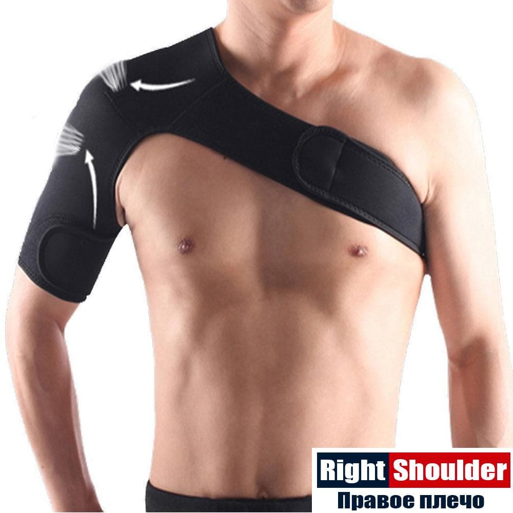 Adjustable Gym Sports Care Single Shoulder Support Back Brace Guard Strap Wrap Belt Band Pads Black Bandage Men & Women S for weight 45-70kg
