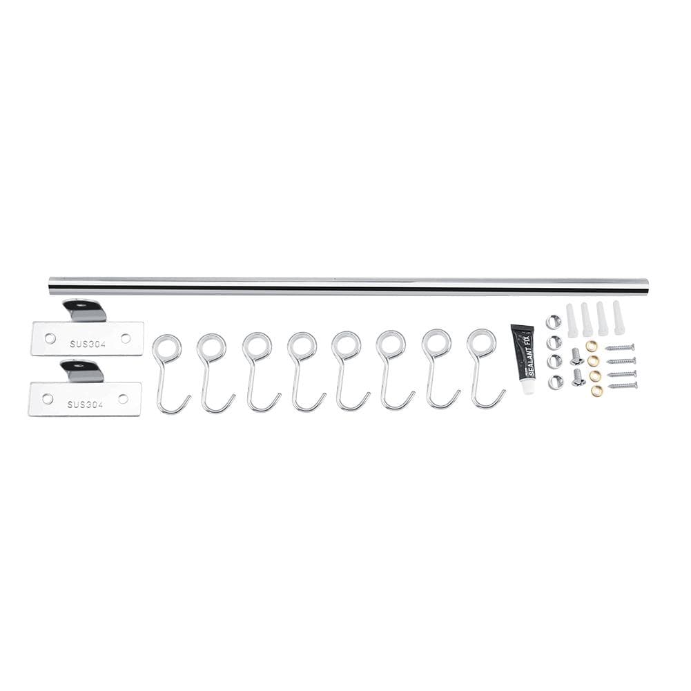 Wall Mounted Stainless Steel Storage Rack Hanging Hook Organizer Bathroom Kitchen (8 Hooks)