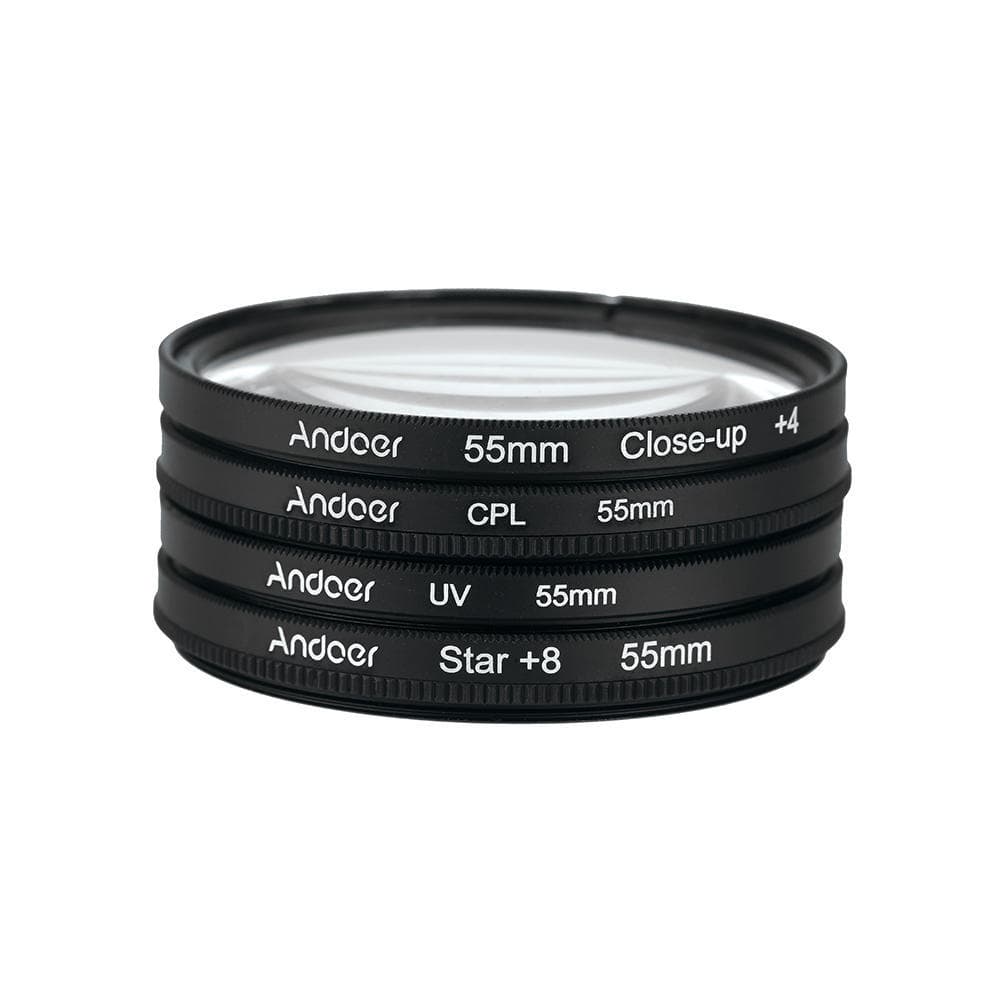 55mm UV+CPL+Close Up+4+Sterne 8-Punkt Polarizer Filter F Nikon Canon 55 mm