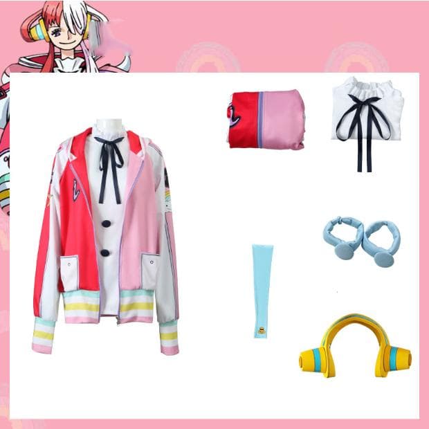Japan Anime Cosplay Costume Film Red Uta Embroidery Coat Hoodie Skirt Wig Headwear Fake Earphone Christmas New Year Gift M