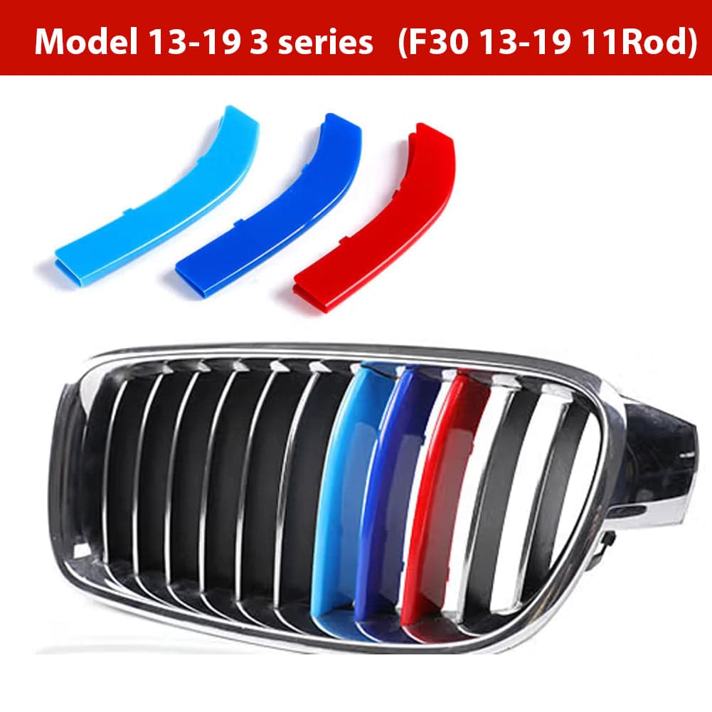 3pcs/Set M Power Car Racing Front Grille Trim Strips For X1 X2 X3 X5 E46 E90 E91 E92 E93 F30 E60 E61 F10 G30 G20 F07 F11 F18 Performance F30 13-19 11Rod