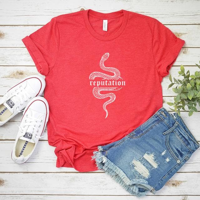 Reputation Snake T Shirt Look What You Made Me Do Shirt Women Clothes Goth Tshirt Unisex Vintage Shirt Snake Graphic Tees M red