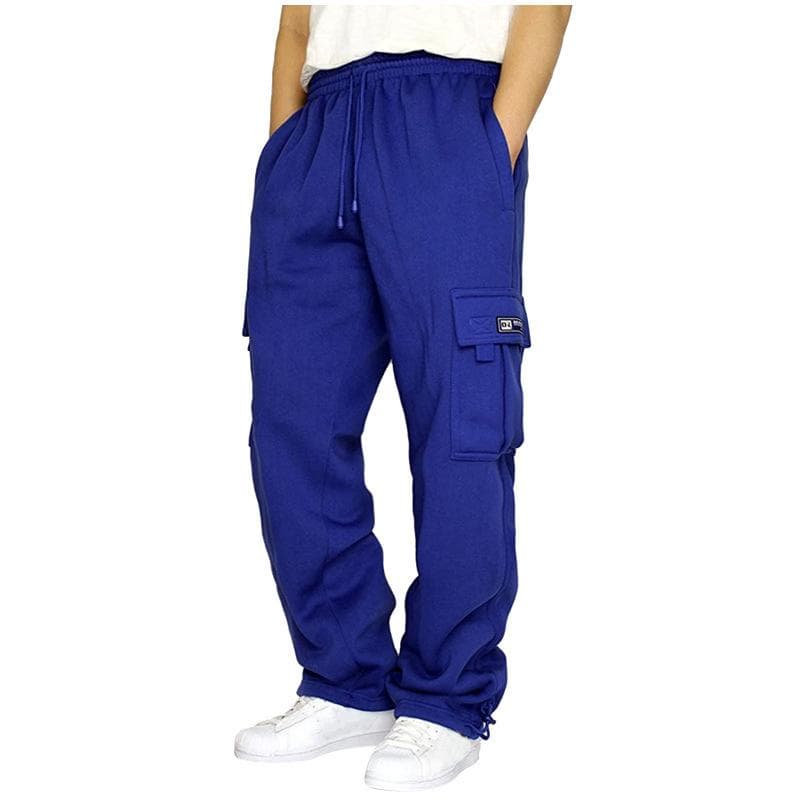 2024 Men's Multi-Pocket Sports Casual Drawstring Trousers with Cuffed Loose Fit Size S