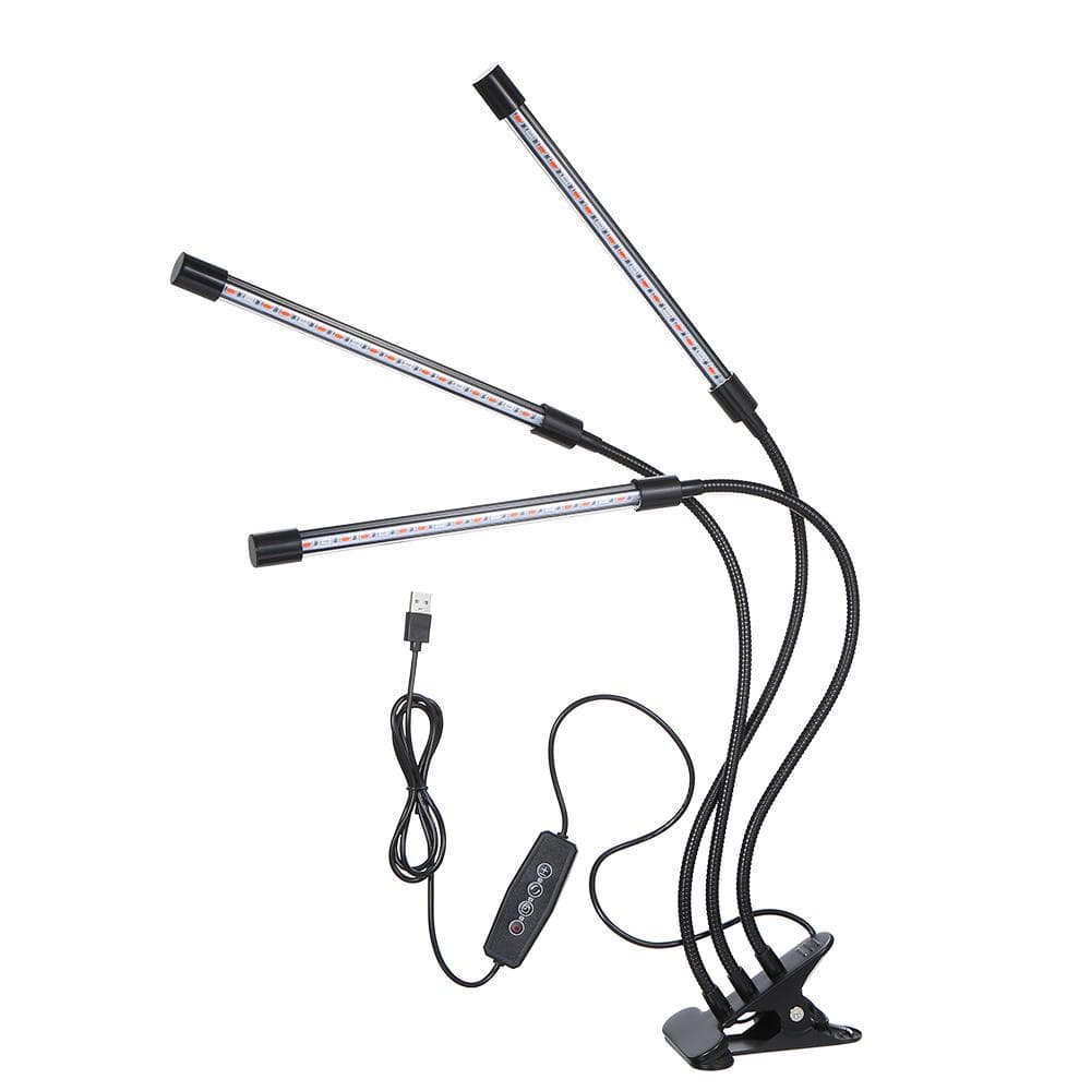 DC5V 27W 3-headed LED Plant Growing Light with Adjustable 360 degrees  Goosenecks Red and Blue Light Bulbs 3-headed
