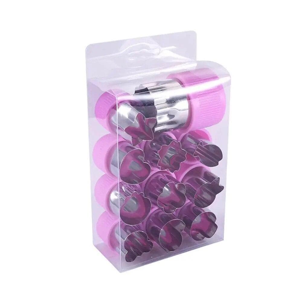 12Pcs/set Vegetable Fruit Cutter Stainless Steel Flowers Cartoon Shape Mold Cake Biscuit Cutting Mold Kitchen Cookie Cutter purple