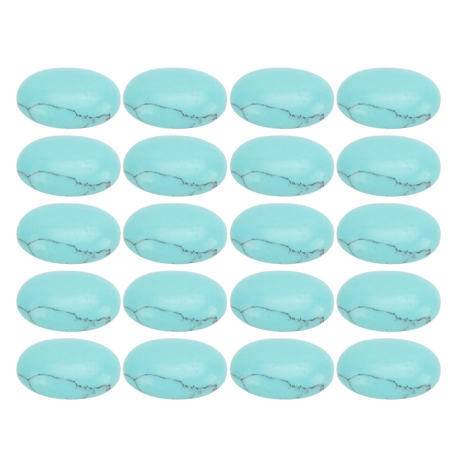20PCS Natural Oval Flat Back Cabochons 18x13mm Egg Shaped Turquoise for Jewelry Craft Bead Making