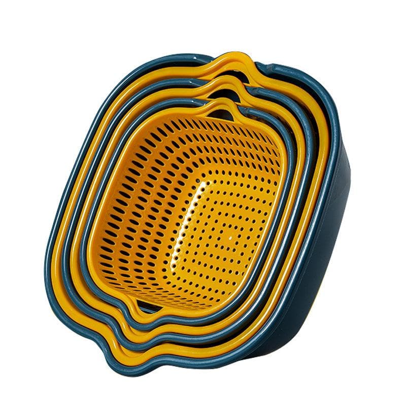 Kitchen Plastic Colanders & Strainers Vegetable and Fruit Kitchen Colander Set with Handles Space-Saver Portable Food Strainer for Veggies and Fruits