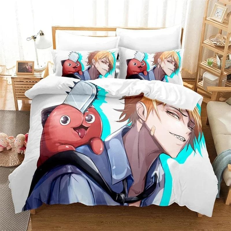 Anime Chainsaw Man Mitaka Asa 3D Printed Bedding Set Boys Girls Twin Queen Size Duvet Cover Pillowcase Bed Kids Adult 70x133cm 2pcs