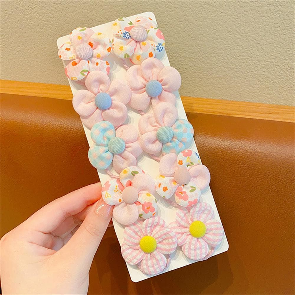 10pcs/Set Sweet Flower Shaped Hair Ties Elastic Hairbands Baby Colorful Ponytail Holders Rubber Band For Toddlers Kids