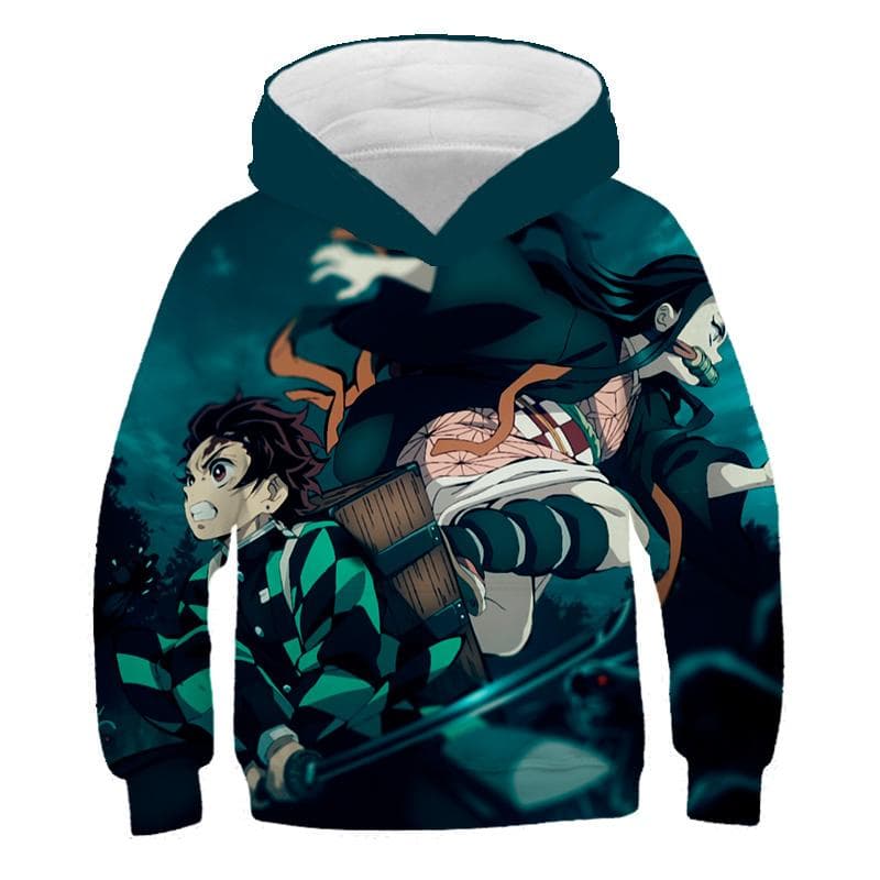 Boys Demon Slayer Hoodie Children Hooded Clothes Kids Long Sleeve Tops New Anime Series Cartoon Fashion Clothing 160