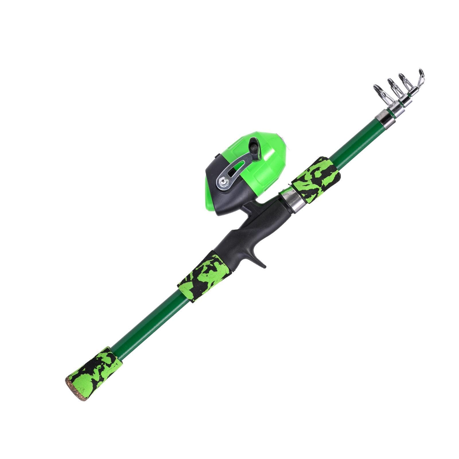 Kids Fishing Pole for Kids Ages 5-12 Telescopic Fishing Rod and Reel Combo Spinning Children Child green