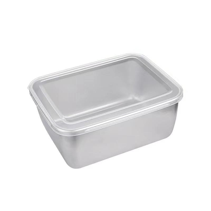Stainless Steel Refrigerator Food Preservation Box Fruit Bento Meat Airtight Storage Box Kitchen Storage Container Food Storage silver