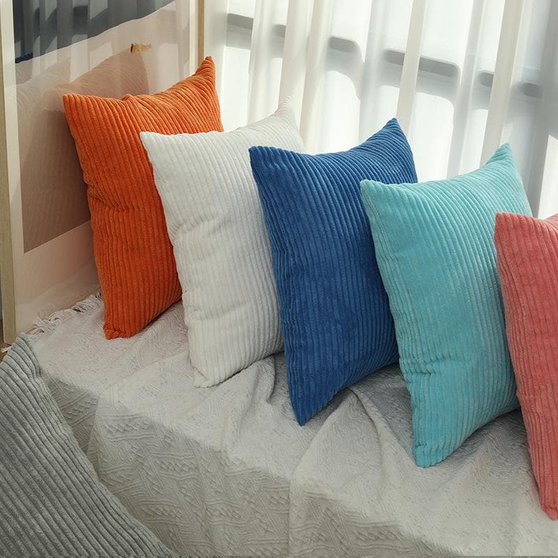 Plain simple corn strip cushion cover solid color plush pillow multi-color corduroy sofa pillow