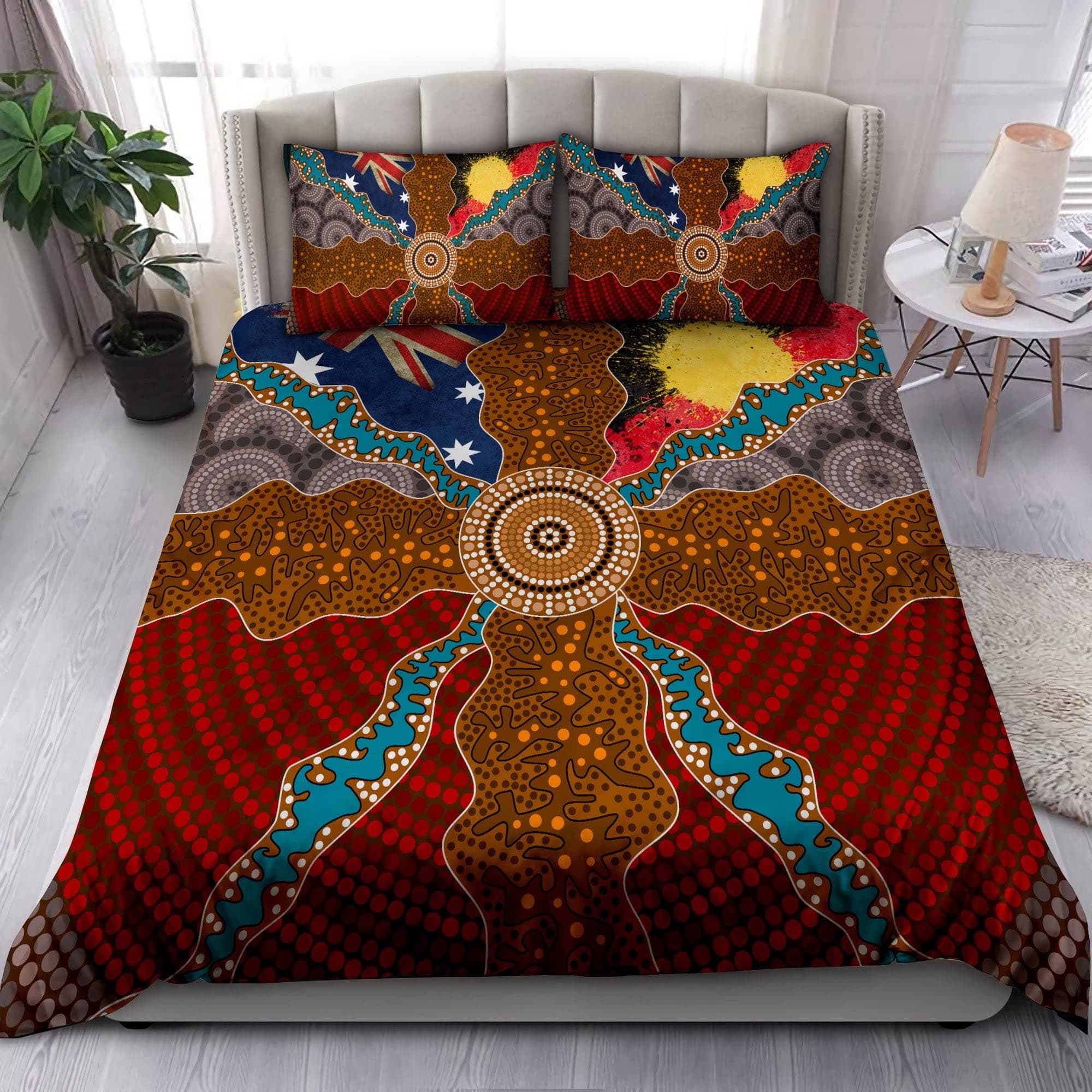 Purple Australian Original Bedding Set Geometric Pattern Duvet Cover Microfiber Indigenous Style Comforter Cover Twin King Size AU Single(140x210cm)
