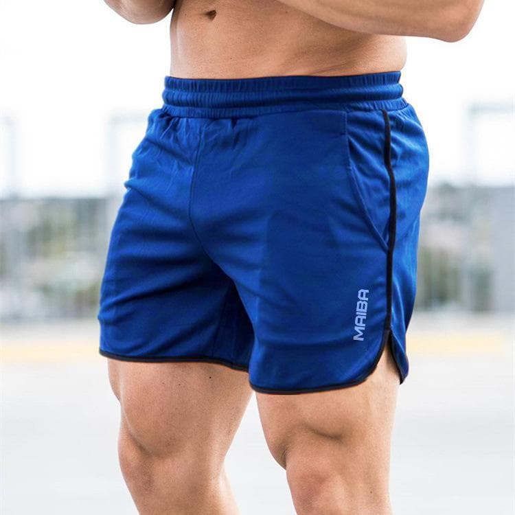 Men Fitness Bodybuilding Shorts Man Summer Gyms Workout Male Breathable Mesh Quick Dry Sportswear Jogger Beach Short Pants M blue