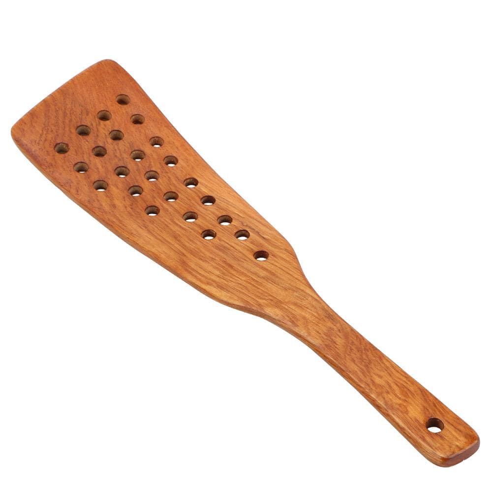 Filter Shovel Kitchen Accessories Kitchen Cooking Tool Frying Steak Shovel Wooden Spatula Non-Stick Pan 24 Holes 1pc