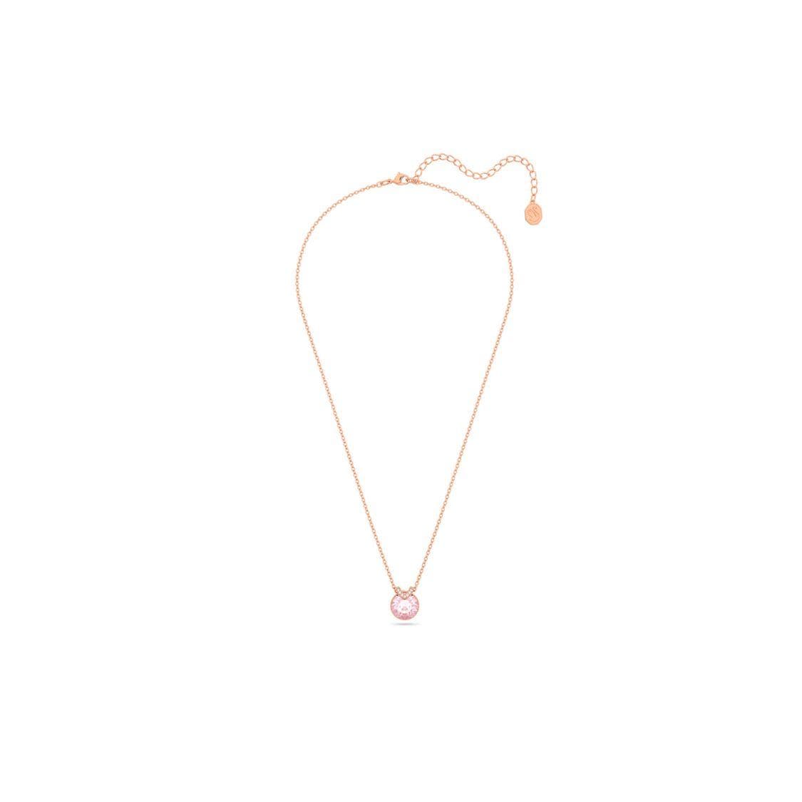 Swarovski Bella V Pendant Round Cut Imitation Crystal Rose Gold Tone Necklace Women necklace 5662088 Box (Random Color)