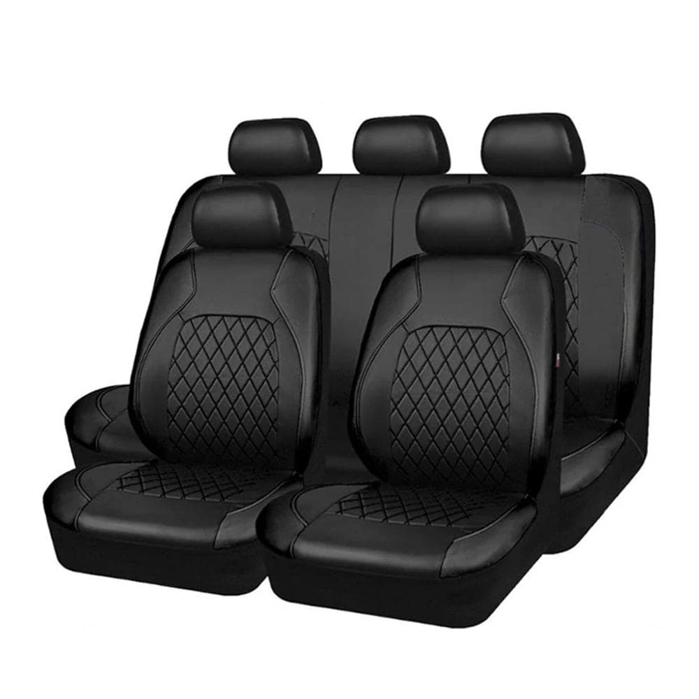 9 Pieces Car Seat Cover PU Leather Universal Seat Protector Full Set Automobile Interior black