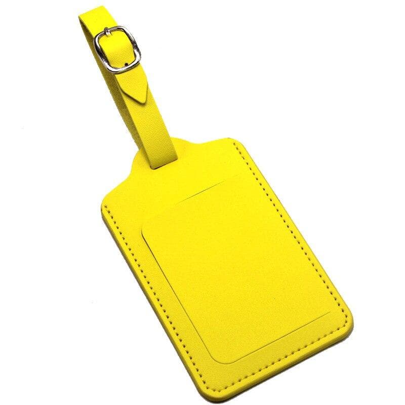 Quality Leather Luggage Tag Travel Accessories Suitcase ID Address Name Holder Baggage Boarding Tag Portable Label yellow