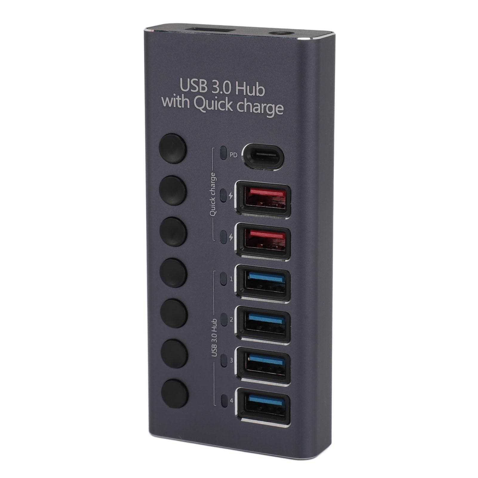 7 Ports Powered USB 3.0 Hub 4 High Speed Data Transfer Ports 3 Fast Charging Ports with Power US Plug