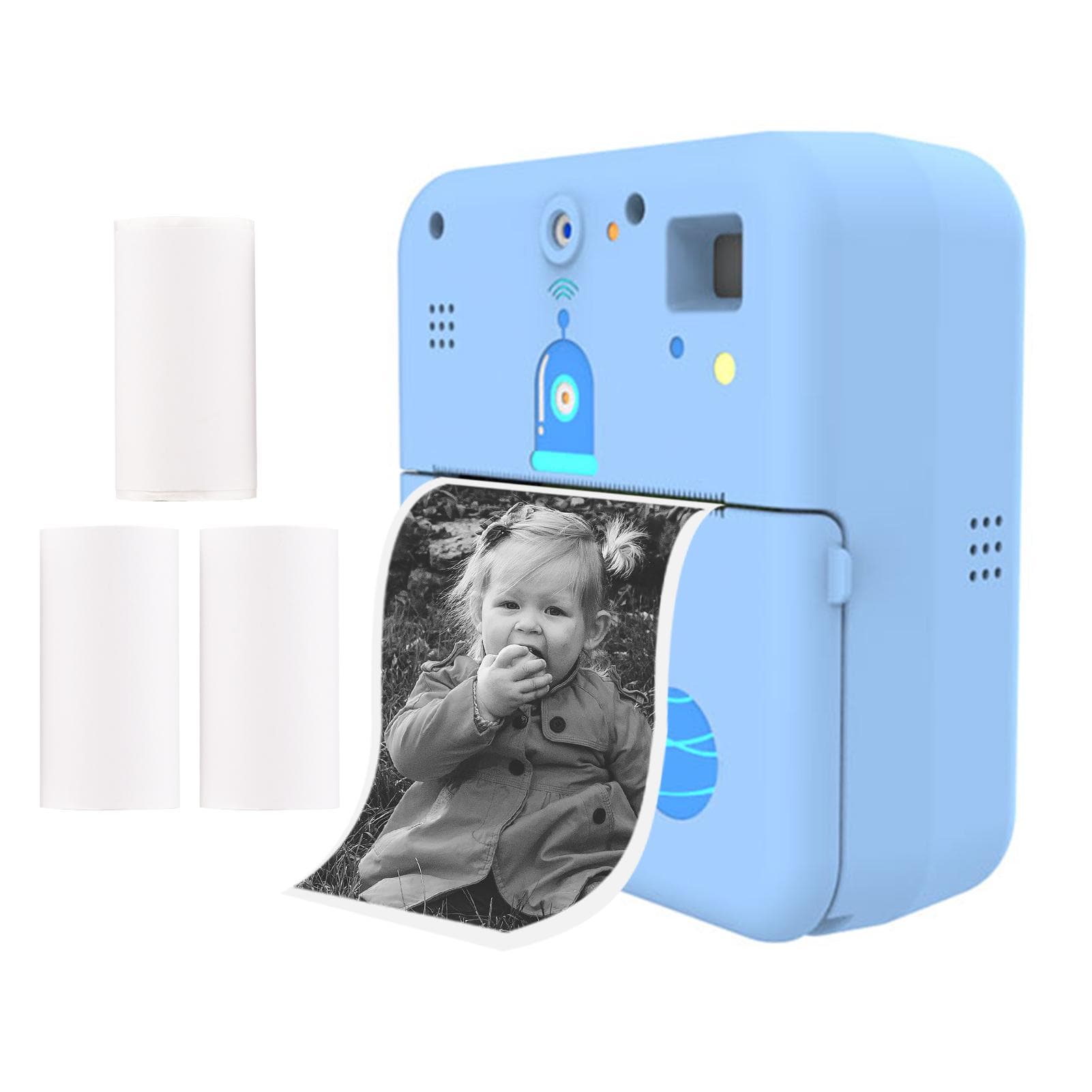 Mini Pocket Printer Camera Instant Print Portable Thermal Printing Machine Wireless BT Connection blue