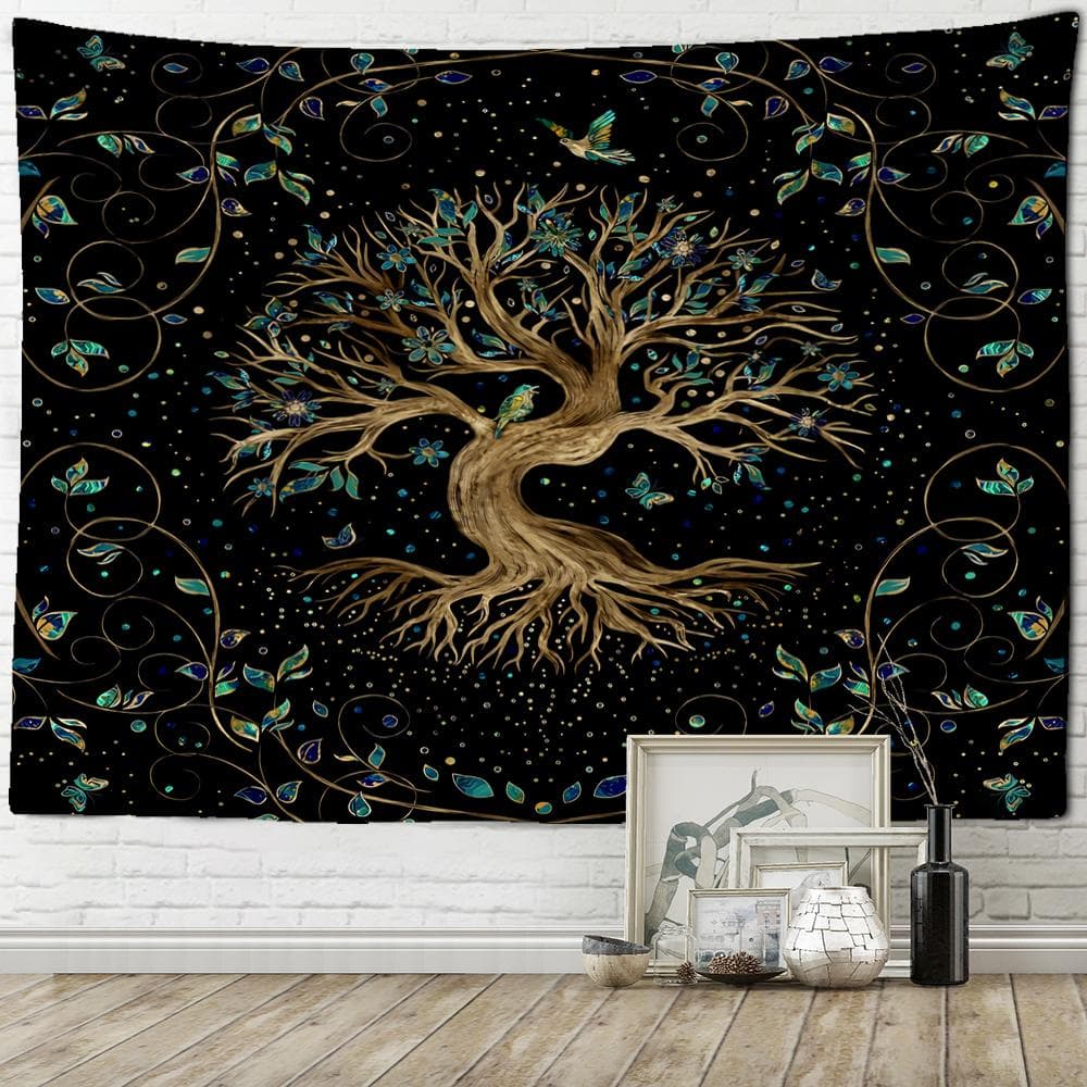 Mysterious Tree Of Life Tapestry Wall Hanging Bohemian Fairy Tale Mushroom Forest Witchcraft Mysterious Dormitory Home Decor 200x150CM