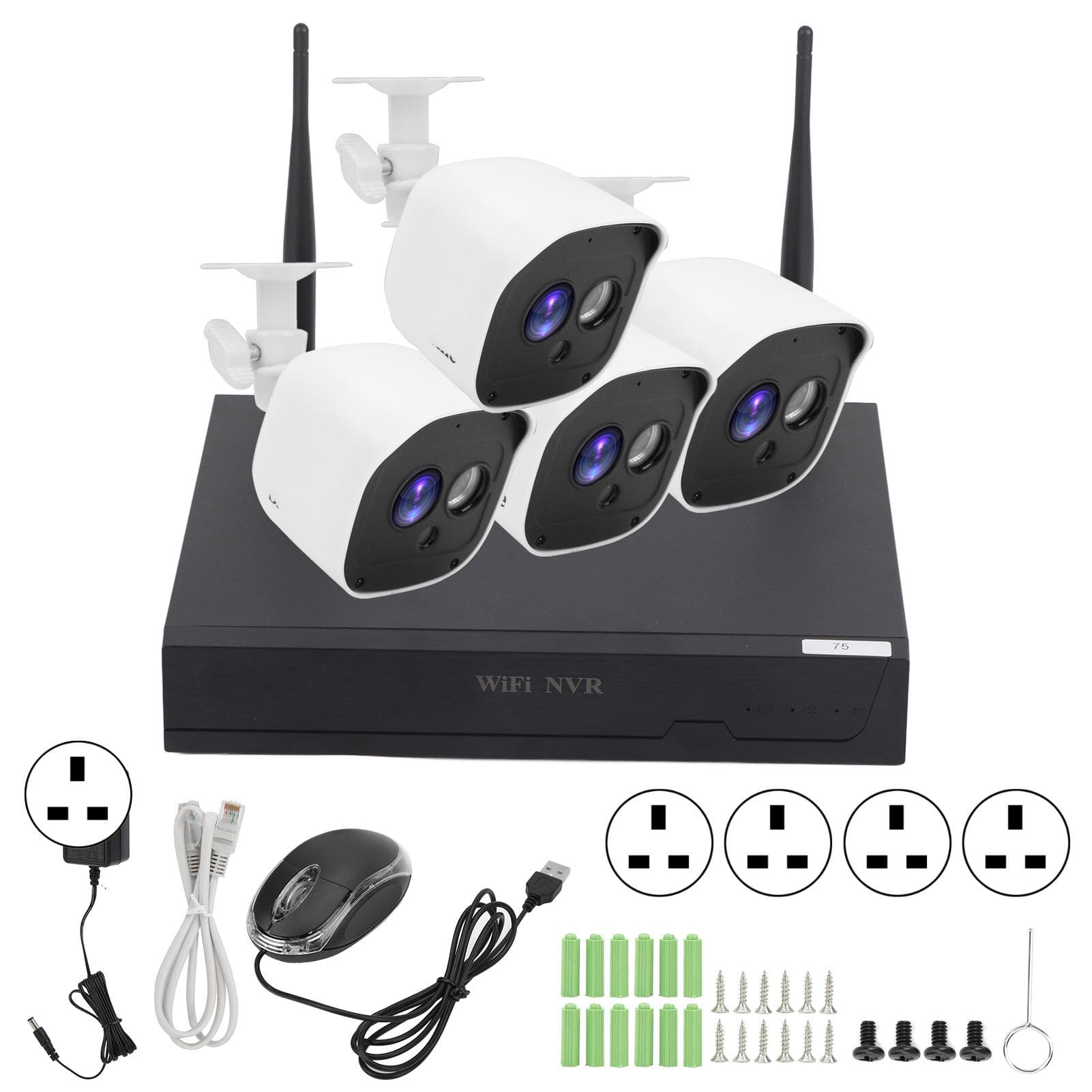 WiFi Video Recorder Kit 8 Channel NVR Remote View 1080P Waterproof for Home Secuirity AC 100?240VUS