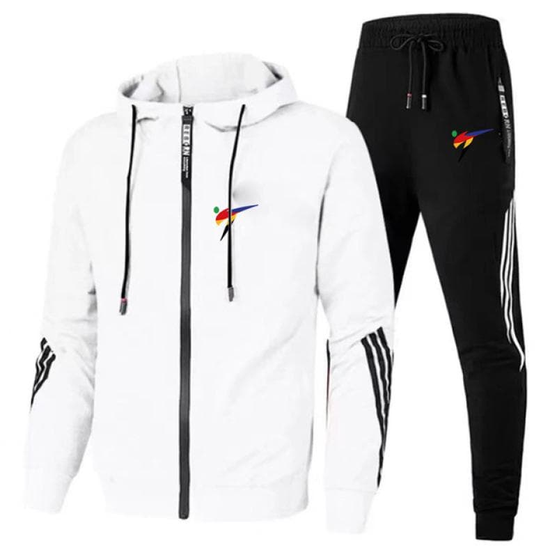 WTF World Taekwondo Federation Print Casual Sportswear Suit Mens Hoodie and Trousers Two-piece Zipper Sweatshirt Sweatpants Suit XL