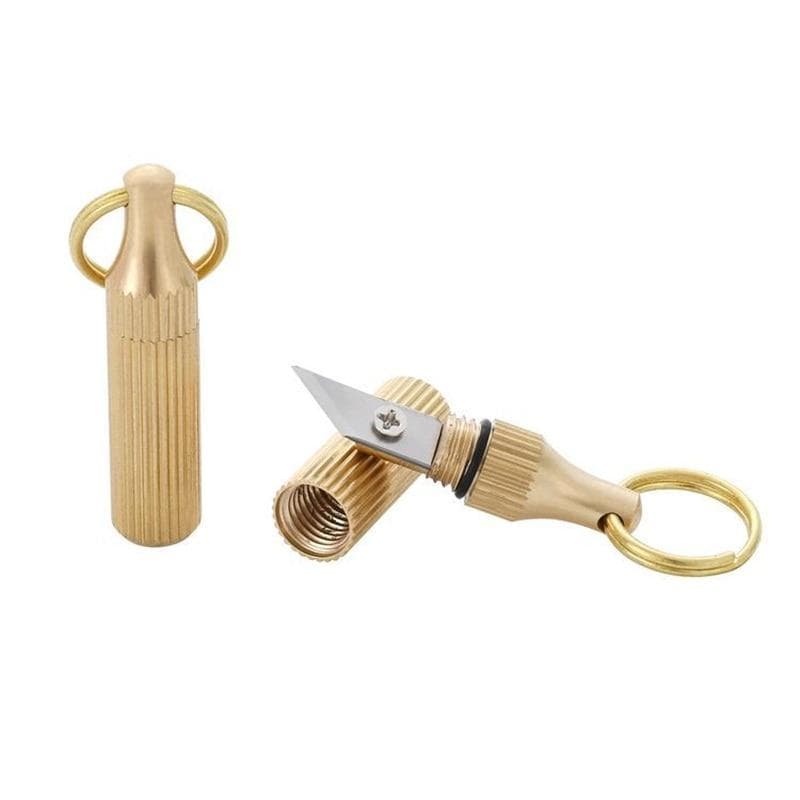1PCS Mini Brass Capsule Pocket Knife Portable Utility Knifes Survival Knife Keychain Pendant Gadget Letter Package Opener