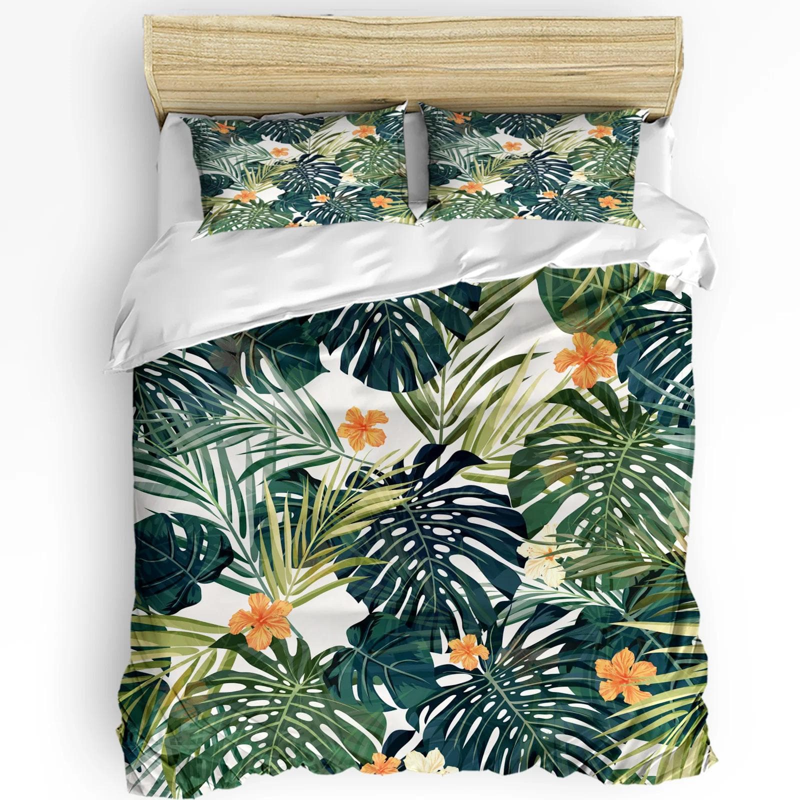 Sloth Bedding Set For Bedroom Bed Home Cartoon Mammal on Tropical Jungle with Green Banana Duvet Cover Quilt Cover Pillowcase EU single(135x200cm)
