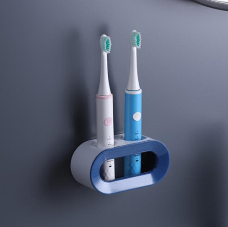 Electric Toothbrush Holder Toothbrush Bathroom Organizer Self-adhesive Toothbrush Stand Rack Holder Wall-Mounted Space Save blue