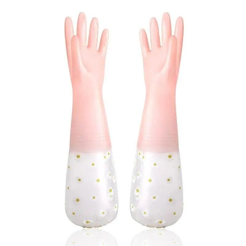 Waterproof Housework Cleaning Gloves Kitchen Cleaning Latex Household Dishwashing Laundry Gloves Wear Resistant Rubber Gloves pink