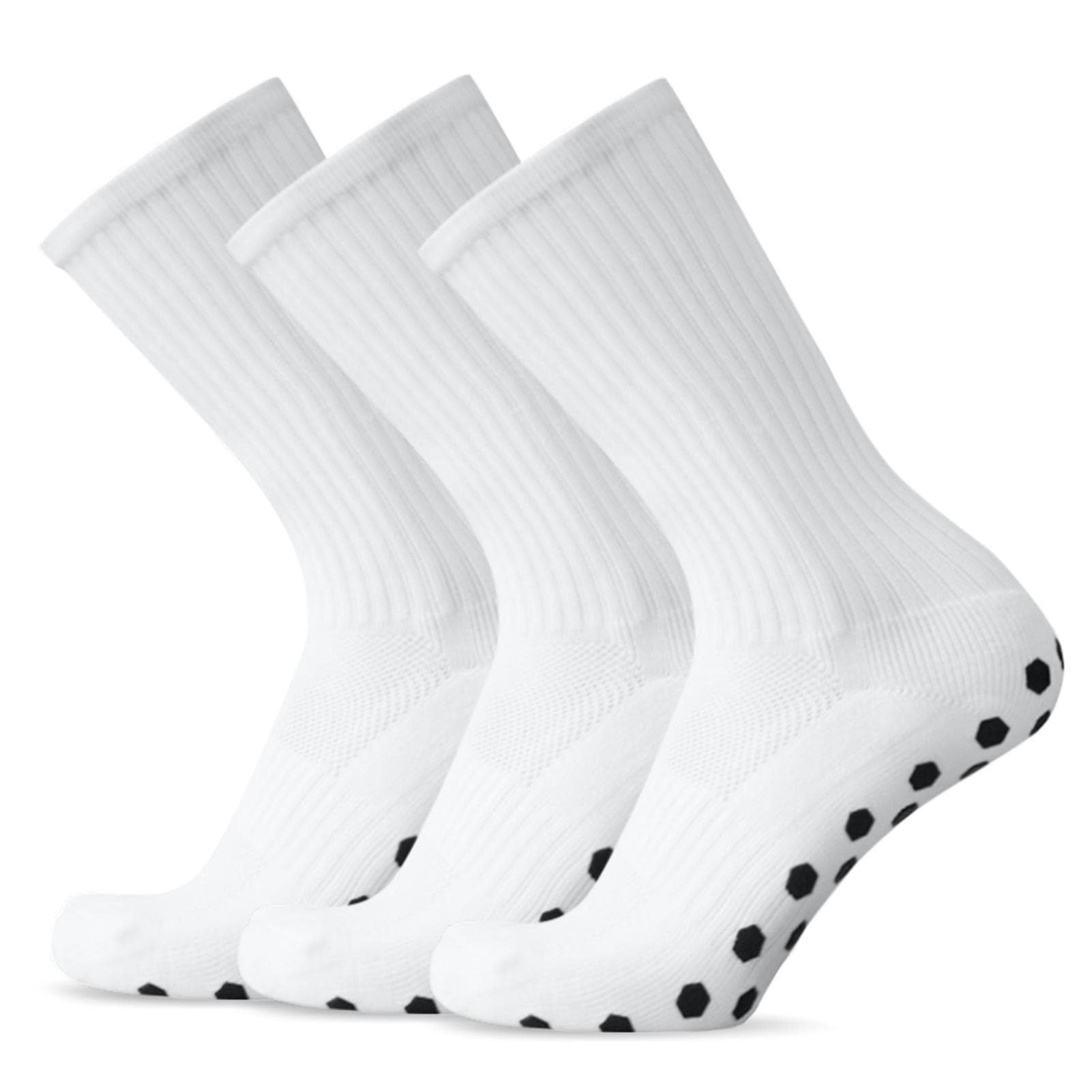 1 Pair Anti Slip Soccer Socks Team Sports Socks Outdoor Fitness Breathable Quick Dry Socks 3 Pairs white