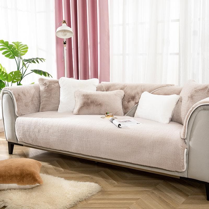 WInter Soild Color Sofa Covers Towel Soft Plush Couch Cover 70*150cm light coffee
