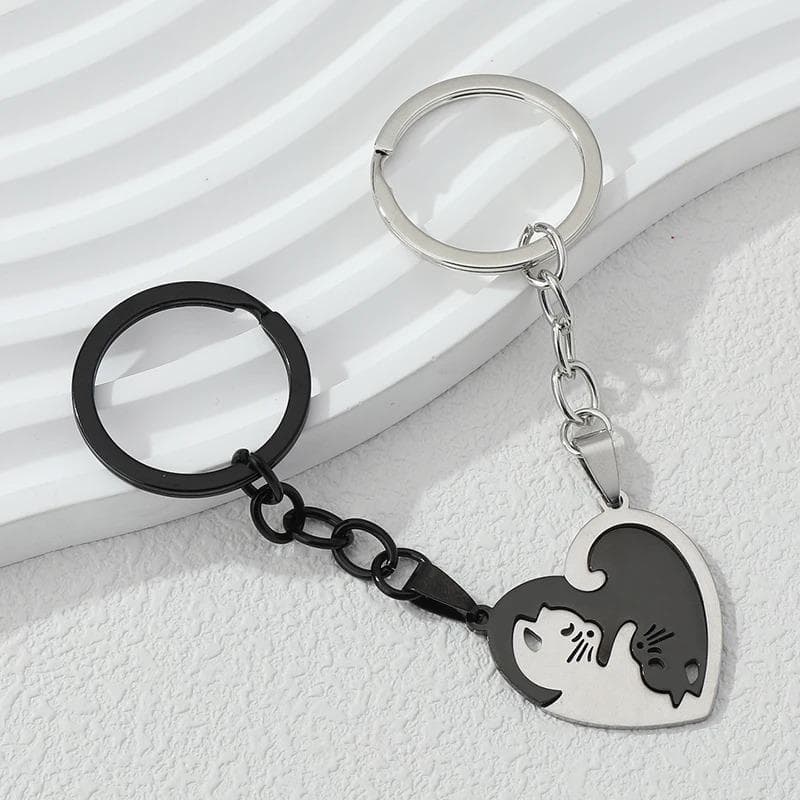 Couple Cat Keychains Puzzle Key Chain Accessories Lover Animal Key Rings Valentine's Day Gifts For Women Men Handbag Decoration