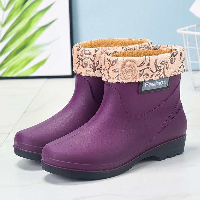 Women's Non-Slip Waterproof Short Rain Boots - Durable Rubber Overshoes for Winter and Kitchen Use 38