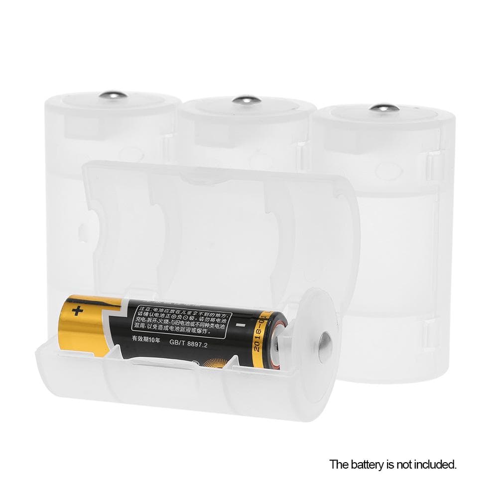 4 Pcs Battery Converter Adaptor AA to D Size Battery Protective Case Holder PP Material white