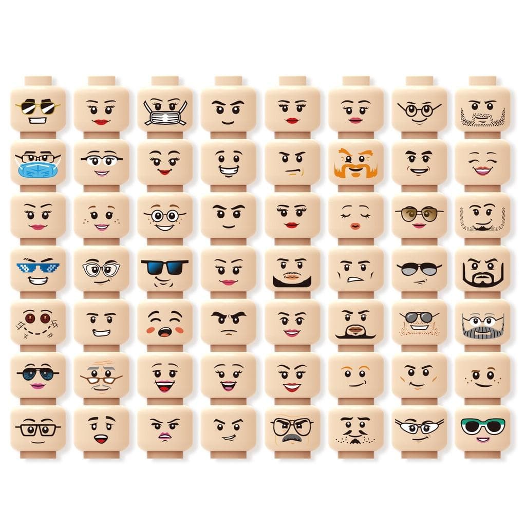 56pcs MiniFigure Face Head Set Female or Male MOC Figures Expression Accessories Parts Building Blocks Bricks for Children
